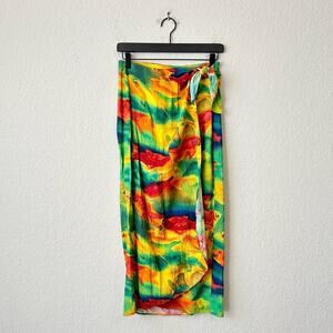 Vintage JAMS WORLD Firefish Wrap Skirt Multicolor Fish Print Hawaiian
